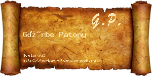 Görbe Patony névjegykártya